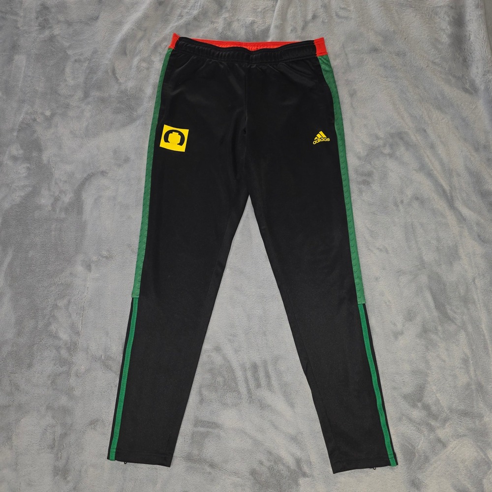 Adidas x LEGO Joggers Black Green Red Yellow Track Pants Ankle Zip Size Small